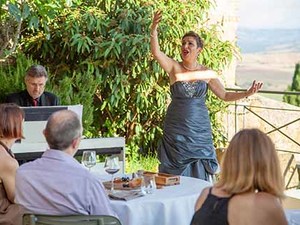 Opera and wine experience overlooking Val d'Orcia